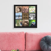 Aangepaste familie foto collage rustieke burlap mo canvas afdruk (Insitu (Woonkamer))