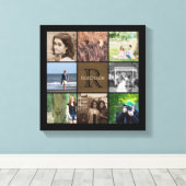 Aangepaste familie foto collage rustieke burlap mo canvas afdruk (Insitu (Houten vloer))