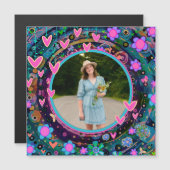 Aangepaste Familie Foto Harten Kleurrijke Bloemen (Voorkant / Achterkant)