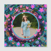 Aangepaste Familie Foto Harten Kleurrijke Bloemen (Voorkant)