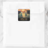 Aangepaste familie Foto Hebrew Shabbat Shalom Vierkante Sticker (Tas)