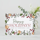 Aangepaste familie foto holly sinaasappel Prettige Feestdagenkaart (Staand voorkant)