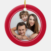 Aangepaste familie foto Jingle Bells kerstrood Keramisch Ornament (Achterkant)
