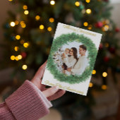 Aangepaste Familie Foto Kerst Kaart | Kransontwerp