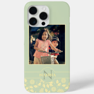 Aangepaste familie foto-monogram naam pastel groen iPhone 15 pro max hoesje