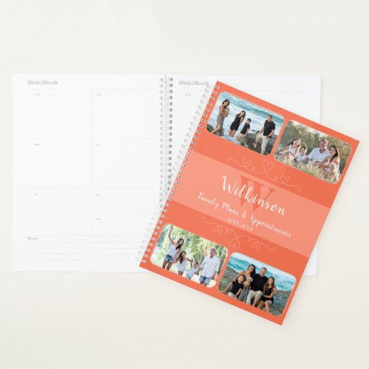 Aangepaste Familie Foto Peach Ontwerp Afspraak Planner (Display)