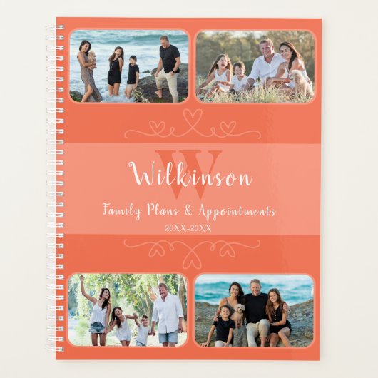 Aangepaste Familie Foto Peach Ontwerp Afspraak Planner (Voorkant)