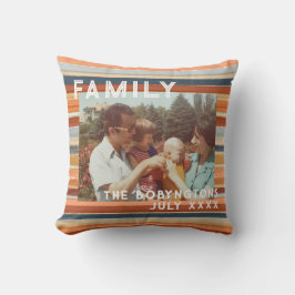 Aangepaste familie foto typografie boho retro stre kussen