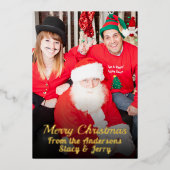 Aangepaste familie foto Vroege kerstnaam Folie Feestdagenkaart (Voorkant)