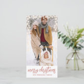 Aangepaste familie foto wintersneeuwblaaslicht feestdagenkaart (Staand voorkant)