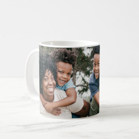 Aangepaste familie foto wrap-around koffiemok (Voorkant links)