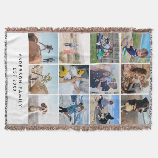 Aangepaste Familie Fotodeken 12 Foto Geweven Gooi Deken (Voorkant)