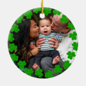 Aangepaste familie fotoklaver St Patrick's Day Keramisch Ornament (Achterkant)
