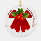 Aangepaste familie foto's Snowflakes grootouders m Keramisch Ornament (Achterkant)