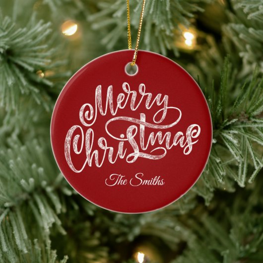 Aangepaste Familie Groet Vrolijk Kerstfeest Keramisch Ornament (Boom)