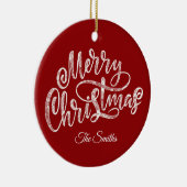 Aangepaste Familie Groet Vrolijk Kerstfeest Keramisch Ornament (Rechts)