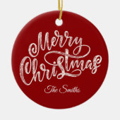 Aangepaste Familie Groet Vrolijk Kerstfeest Keramisch Ornament (Voorkant)