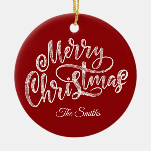 Aangepaste Familie Groet Vrolijk Kerstfeest Keramisch Ornament (Voorkant)