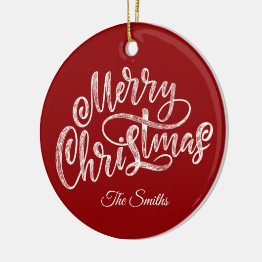 Aangepaste Familie Groet Vrolijk Kerstfeest Keramisch Ornament (Links)