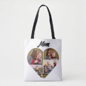 Aangepaste Familie Hart Vorm Fotocollage Canvas ta Tote Bag (Voorkant)