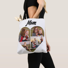 Aangepaste Familie Hart Vorm Fotocollage Canvas ta Tote Bag
