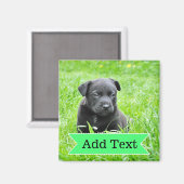 Aangepaste familie huisdier foto en naam Afbeeldin Magneet (Voorkant / Achterkant)