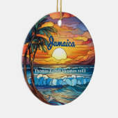 Aangepaste familie Jamaica Trip Faux Glas in lood Keramisch Ornament (Rechts)