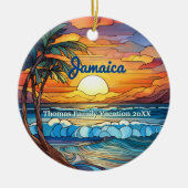 Aangepaste familie Jamaica Trip Faux Glas in lood Keramisch Ornament (Voorkant)