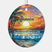 Aangepaste familie Jamaica Trip Faux Glas in lood Keramisch Ornament (Links)
