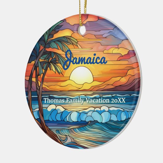 Aangepaste familie Jamaica Trip Faux Glas in lood Keramisch Ornament (Links)