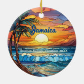 Aangepaste familie Jamaica Trip Faux Glas in lood Keramisch Ornament (Achterkant)