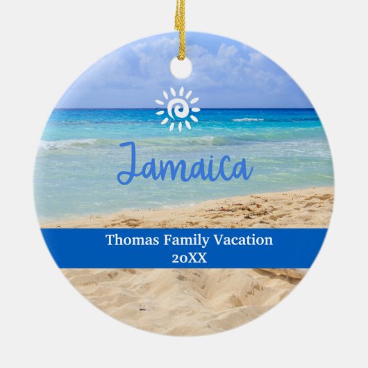 Aangepaste Familie Jamica Vakantie Kerstmis Keramisch Ornament (Achterkant)