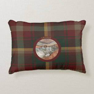 Aangepaste familie kat esdoornblad tartan bed accent kussen