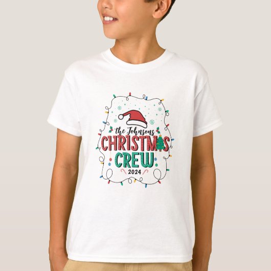 Aangepaste Familie Kerst Crew Groep Matching Naam T-shirt (Voorkant)