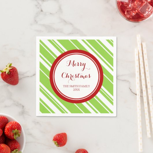 Aangepaste Familie Kerst Groene Strepen Servetten (Insitu)
