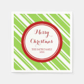Aangepaste Familie Kerst Groene Strepen Servetten (Voorkant)