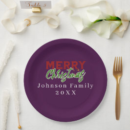 Aangepaste Familie Kerst Paarse Papier Bord