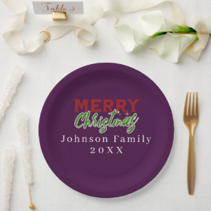 Aangepaste Familie Kerst Paarse Papier Bord