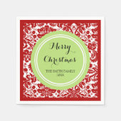 Aangepaste Familie Kerst Rode Damast Servetten (Voorkant)