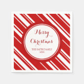 Aangepaste Familie Kerst Rode Strepen Servetten (Voorkant)
