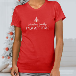 Aangepaste familie kerstboom eenvoudige rood t-shirt