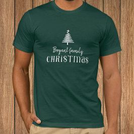 Aangepaste familie kerstboom modern groen t-shirt