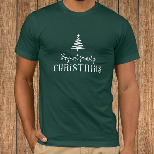 Aangepaste familie kerstboom modern groen t-shirt
