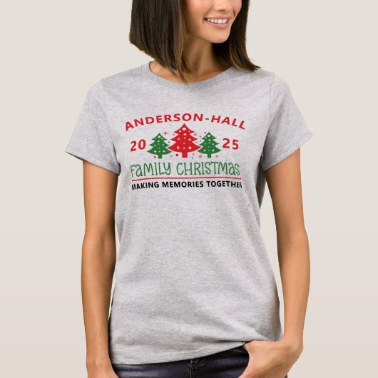 Aangepaste familie kerstboom t-shirt (Voorkant)