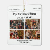 Aangepaste Familie Kerstkrant Fotocollage Keramisch Ornament (Links)