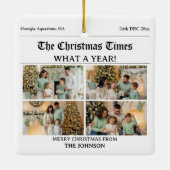 Aangepaste Familie Kerstkrant Fotocollage Keramisch Ornament (Achterkant)