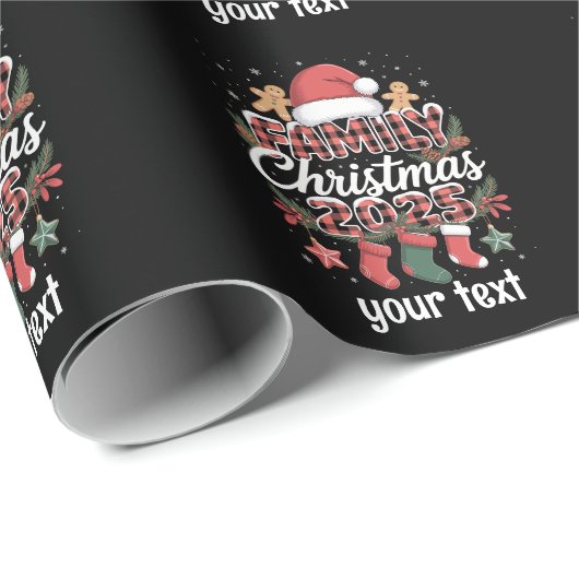 Aangepaste Familie Kerstmis 2025 Gepersonaliseerde Cadeaupapier (Rol Hoek)