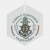 Aangepaste familie Kerstmis nautische vakantie Glas Ornament (Achterkant)
