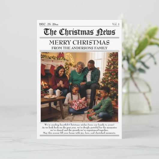 Aangepaste Familie Kerstmis Nieuwsbrief Fotocollag Feestdagenkaart (Staand voorkant)