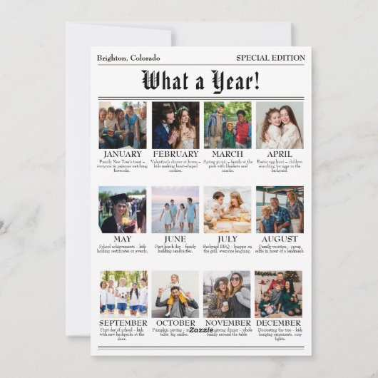 Aangepaste Familie Kerstmis Nieuwsbrief Fotocollag Feestdagenkaart (Achterkant)